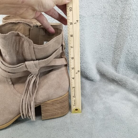 UGG Shoes Womens Size 12 Koolaburra Tan Suede Side Zip Tassel Ankle Booties - Picture 2 of 12